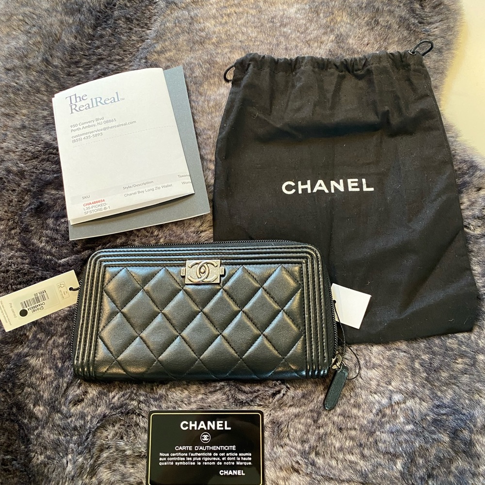 Chanel Boy long zip wallet